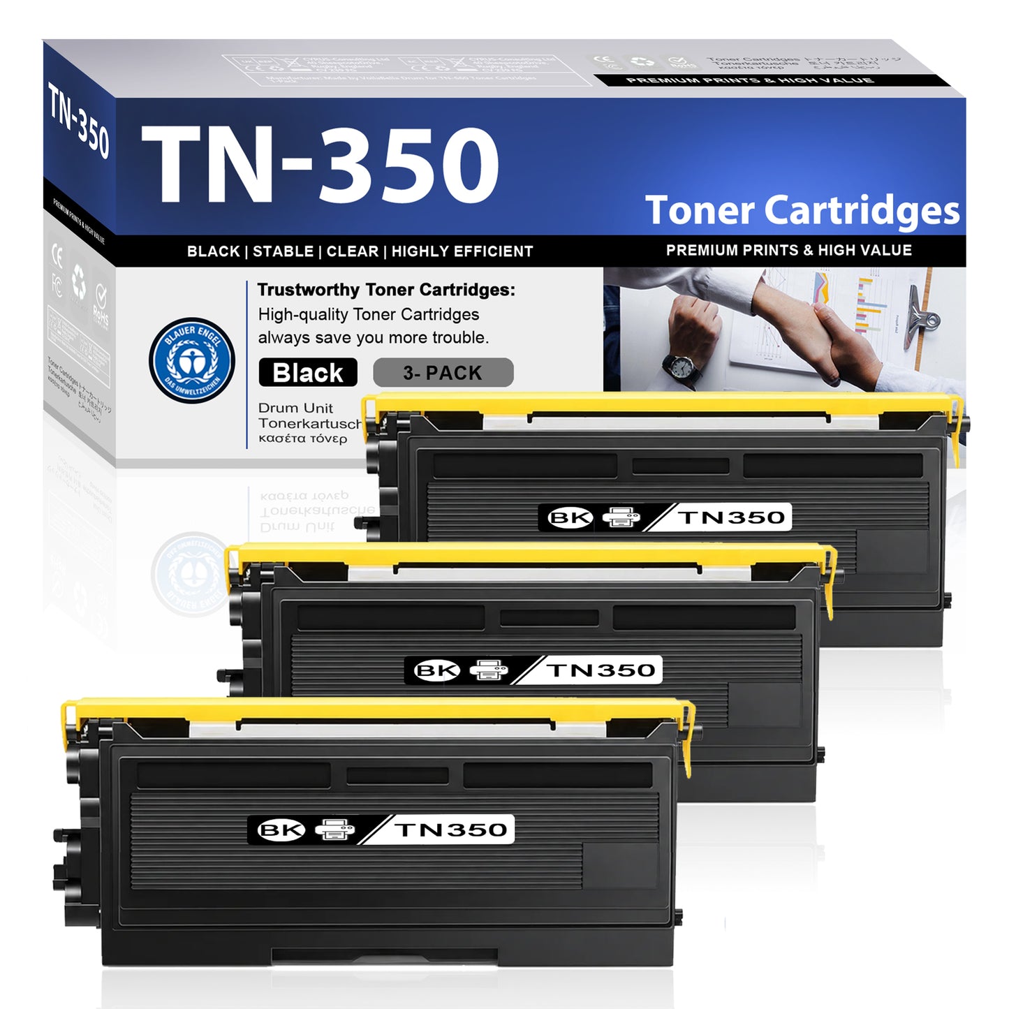 TN-350 TN350 Toner Cartridge ZXTZX Compatibles for Brother TN350 Compatibles for HL-2070N MFC-7225N Series Printers 3 Pack Black
