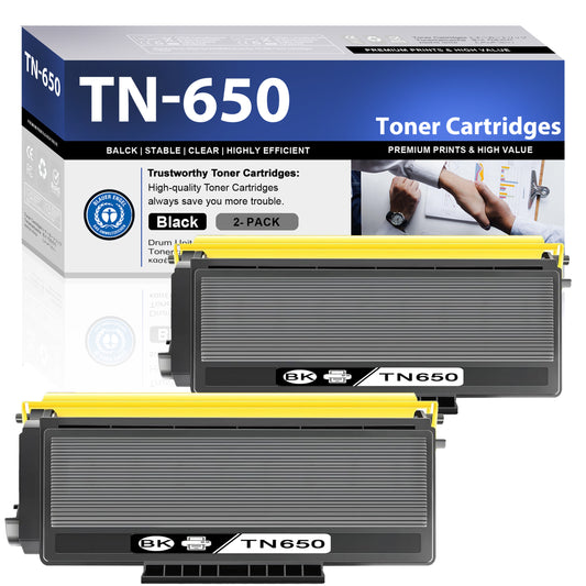 TN650 2 Pack ZXTZX Compatible Black Toner Cartridge for Brother HL-5370DW MFC-8480DN