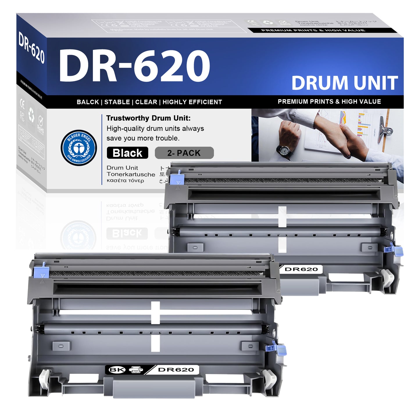 DR620  Drum Unit Black ZXTZX  Compatible for Brother  for HL-5380DN MFC-8870DW MFC-8690DW Series Printers 2 Pack Black