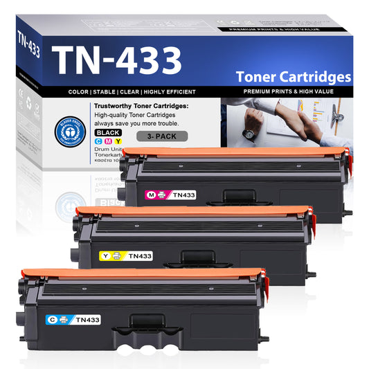 TN433 3 Pack Toner Cartridges ZXTZX Compatibles for Brother TN433 Toner HL-L8360CDW MFC-L8610CDW Series Printers (Cyan Magenta Yellow)