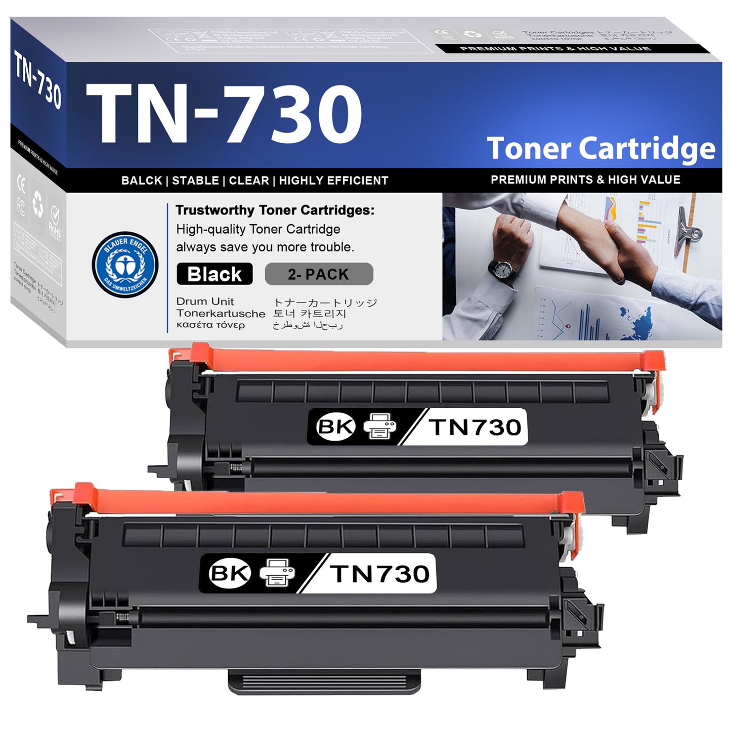 TN730 Toner Cartridge ZXTZX Compatibles for Brother TN-730 ZXTZX Compatibles for HL-L2370DW MFC-L2750DW Series Printers 2 Pack Black