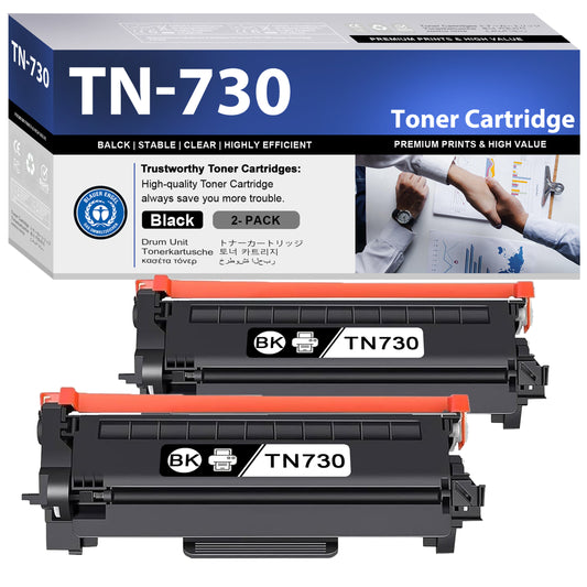 TN730 Toner Cartridge ZXTZX Compatibles for Brother TN-730 ZXTZX Compatibles for HL-L2370DW MFC-L2750DW Series Printers 2 Pack Black