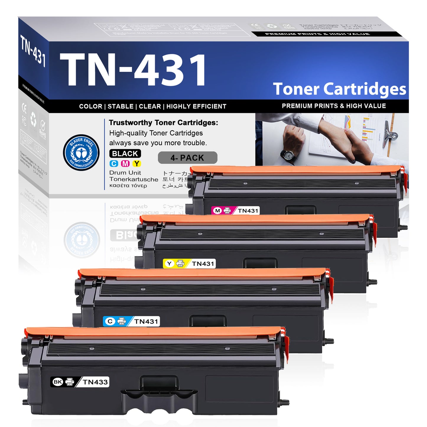TN431 Toner Cartridges 4 Pack ZXTZX Compatibles for Brother TN431 Toner HL-L8260CDW MFC-L8610CDW Series Printers (Black Cyan Magenta Yellow)