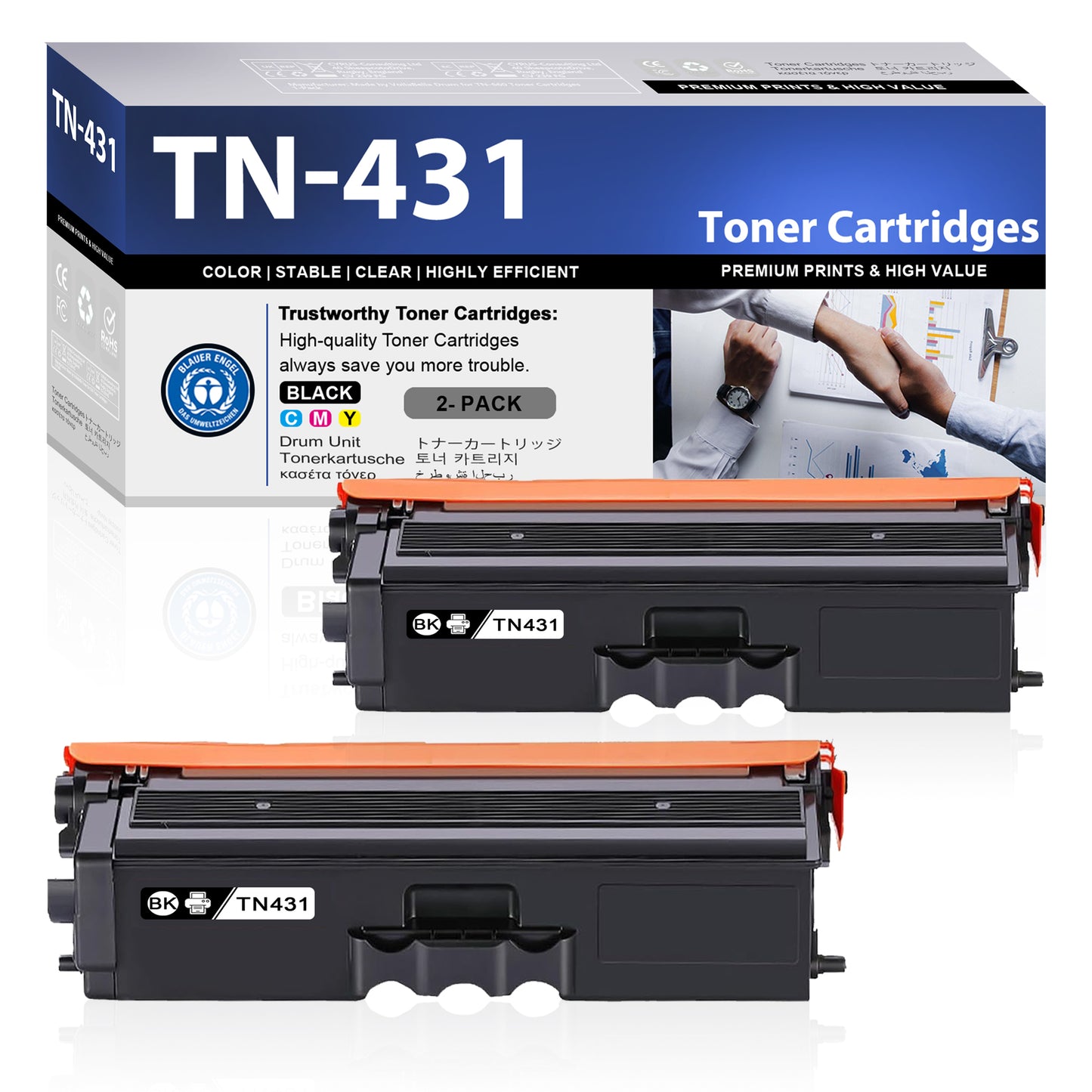 TN431 Toner Cartridges 2 Pack Black ZXTZX Compatibles for Brother TN431 Toner HL-L8260CDW MFC-L8610CDW Series Printers