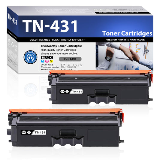 TN431 Toner Cartridges 2 Pack Black ZXTZX Compatibles for Brother TN431 Toner HL-L8260CDW MFC-L8610CDW Series Printers