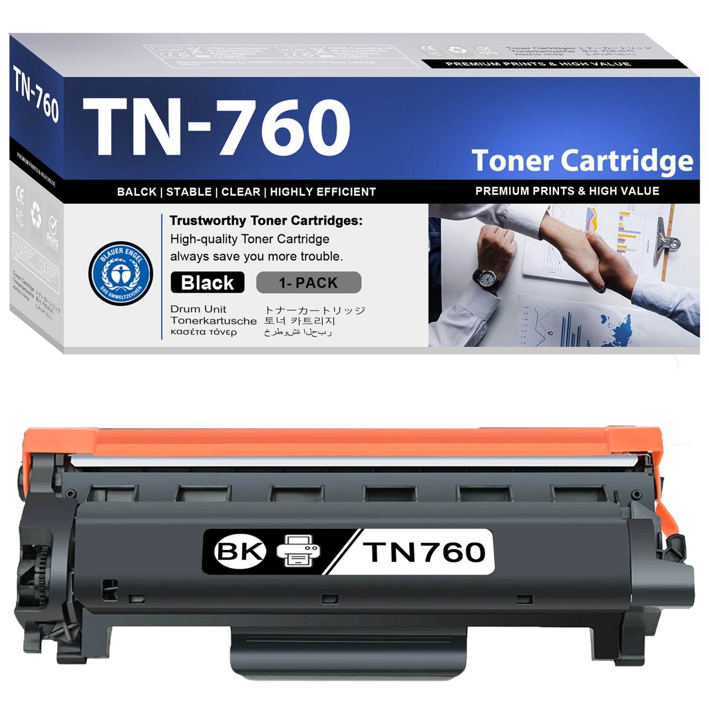 TN760 Black Toner Cartridge ZXTZX Compatible for Brother TN-760 TN730 1 Pack High with MFC-L2710DW HL-L2390DW Printers