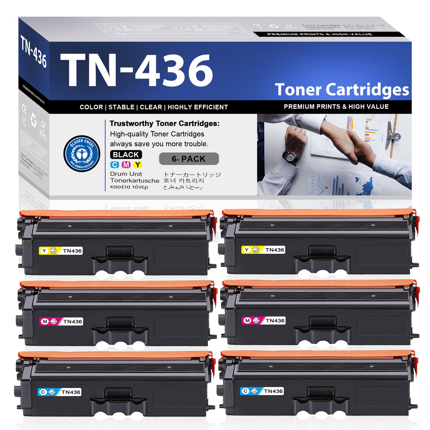 TN436 ZXTZX Toner Cartridges Compatibles for Brother TN436 Toner HL-L8360CDW MFC-L8900CDW Series Printers 6 Pack ( 2Cyan 2Magenta 2Yellow)