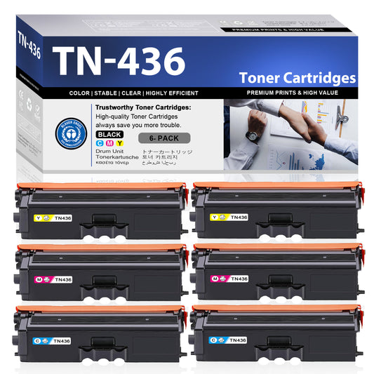 TN436 ZXTZX Toner Cartridges Compatibles for Brother TN436 Toner HL-L8360CDW MFC-L8900CDW Series Printers 6 Pack ( 2Cyan 2Magenta 2Yellow)