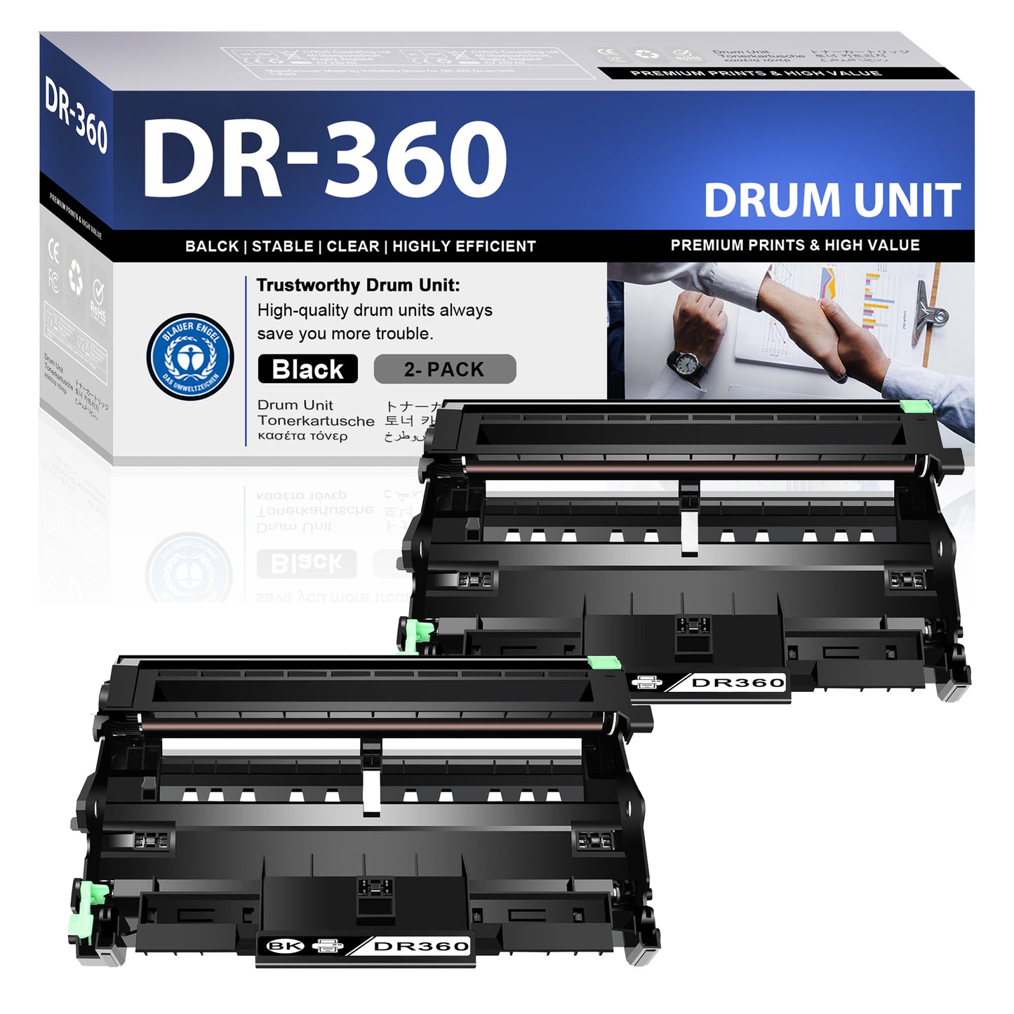 DR360 ZXTZX Drum Unit Compatible for Brother DR360 Drum for HL-2140 MFC-7040 MFC-7840W Series Printers 2 Pack Black