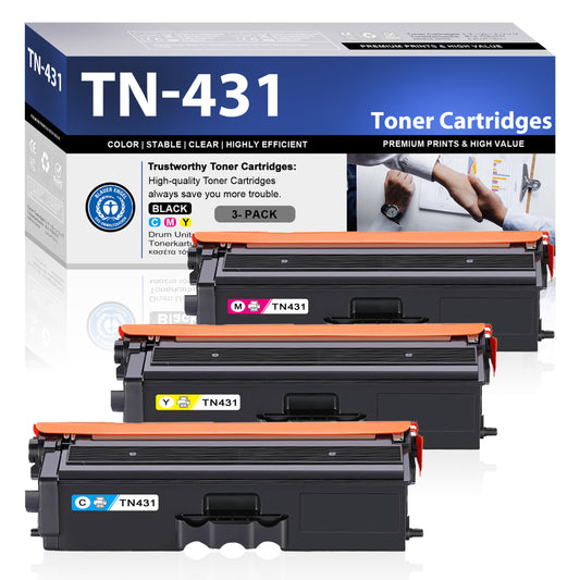 TN431 Toner Cartridges 3 Pack ZXTZX Compatibles for Brother TN431 Toner HL-L8260CDW MFC-L8610CDW Series Printers (Cyan Magenta Yellow)