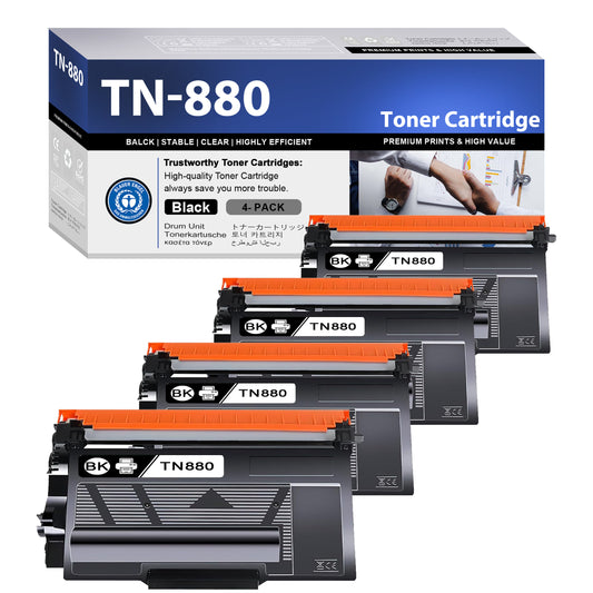 TN880 Toner Cartridge ZXTZX Compatibles for Brother TN-880 Compatibles for HL-L6400DWT MFC-L6700DW Series Printers 4 Pack Black