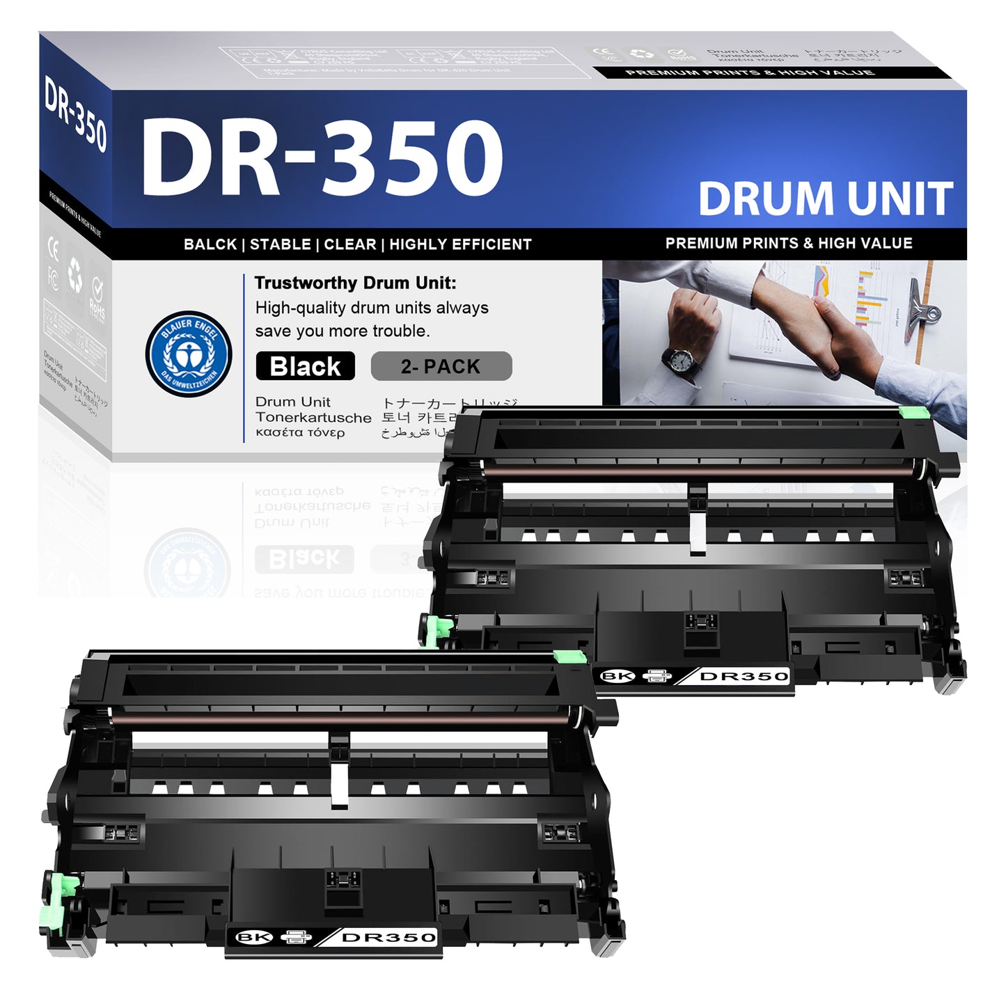 DR350 Drum Unit Black ZXTZX Compatible for Brother DR350 Drum for HL-5250DN MFC-8690DW MFC-8890DW Series Printers 2 Pack Black