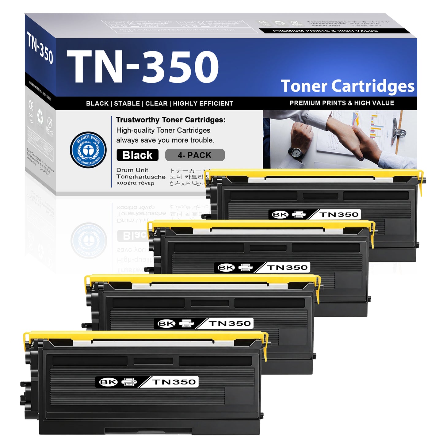 TN350 Toner Cartridge ZXTZX Compatibles for Brother TN350 Compatibles for HL-2070N MFC-7820N Series Printers 4 Pack Black