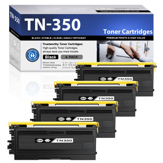 TN350 Toner Cartridge ZXTZX Compatibles for Brother TN350 Compatibles for HL-2070N MFC-7820N Series Printers 4 Pack Black