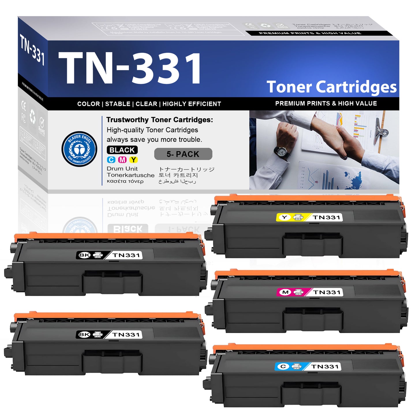 TN331 Toner Cartridges ZXTZX Compatibles for Brother TN331 Toner HL-8350CDWT MFC-9460CDN Series Printers 5 Pack (Black Cyan Magenta Yellow )