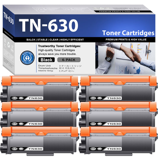 TN630 Toner Cartridge ZXTZX Compatibles for Brother TN630 Standard Yield Black Works with Brother HL-L2360DW MFC-L2685DW HL-L2340DW MFC-L2700DW Series Printers 6 Pack