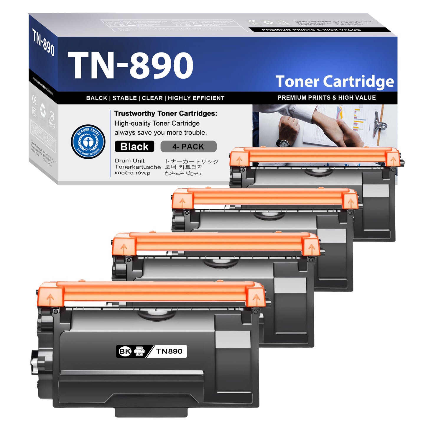TN890 Toner Cartridge ZXTZX Compatibles for Brother TN-890 Compatibles for HL-L6250DW MFC-L6900DW Series Printers 4 Pack Black