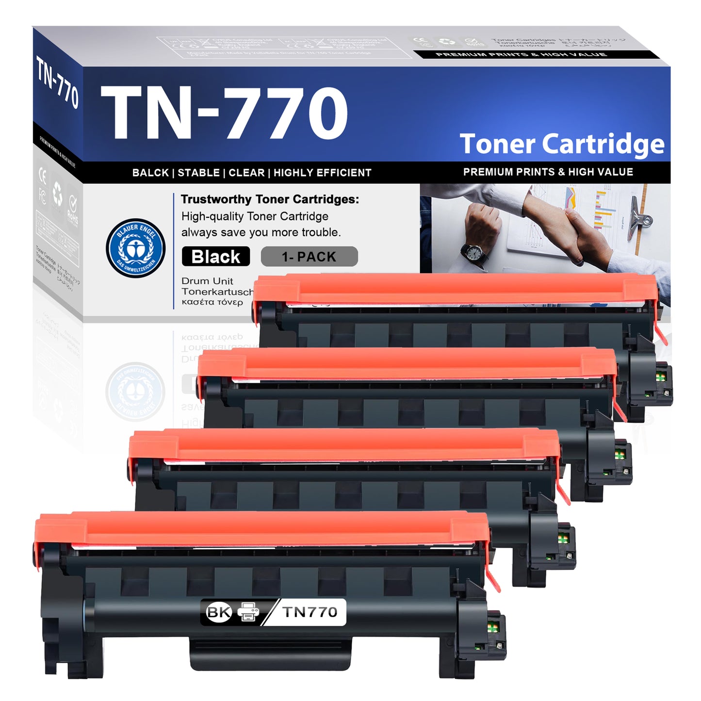 TN770 4 Pack Toner Cartridges ZXTZX Compatibles for Brother TN770 Toner HL-L5215DW MFC-L2750DWXL Series Printers
