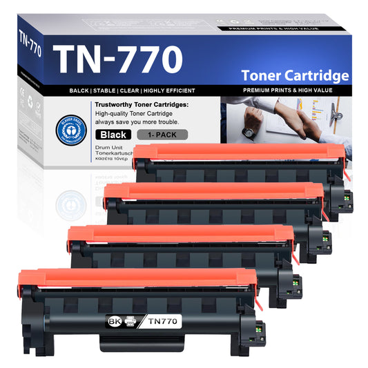 TN770 4 Pack Toner Cartridges ZXTZX Compatibles for Brother TN770 Toner HL-L5215DW MFC-L2750DWXL Series Printers