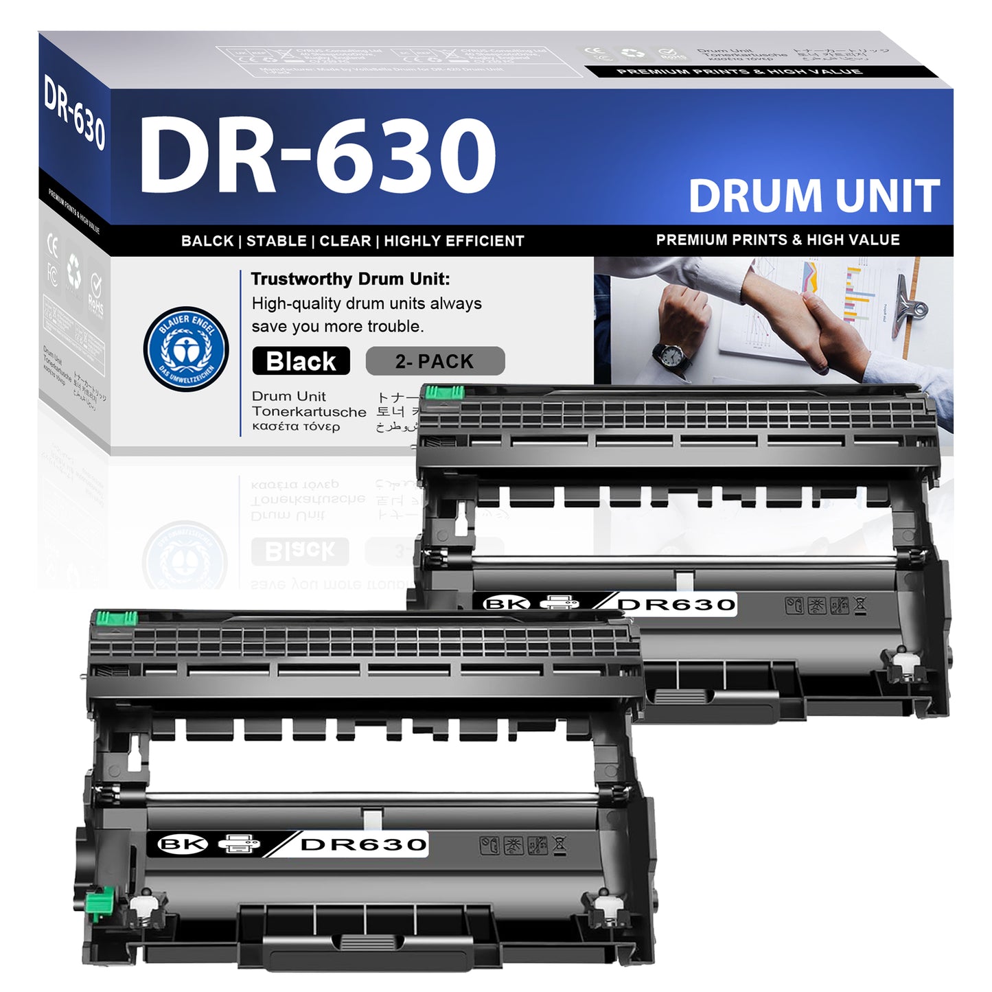 DR630 Drum Unit 2 Pack Black ZXTZX Compatible for Brother for HL-L2340DW MFC-L2740DW Series Printers