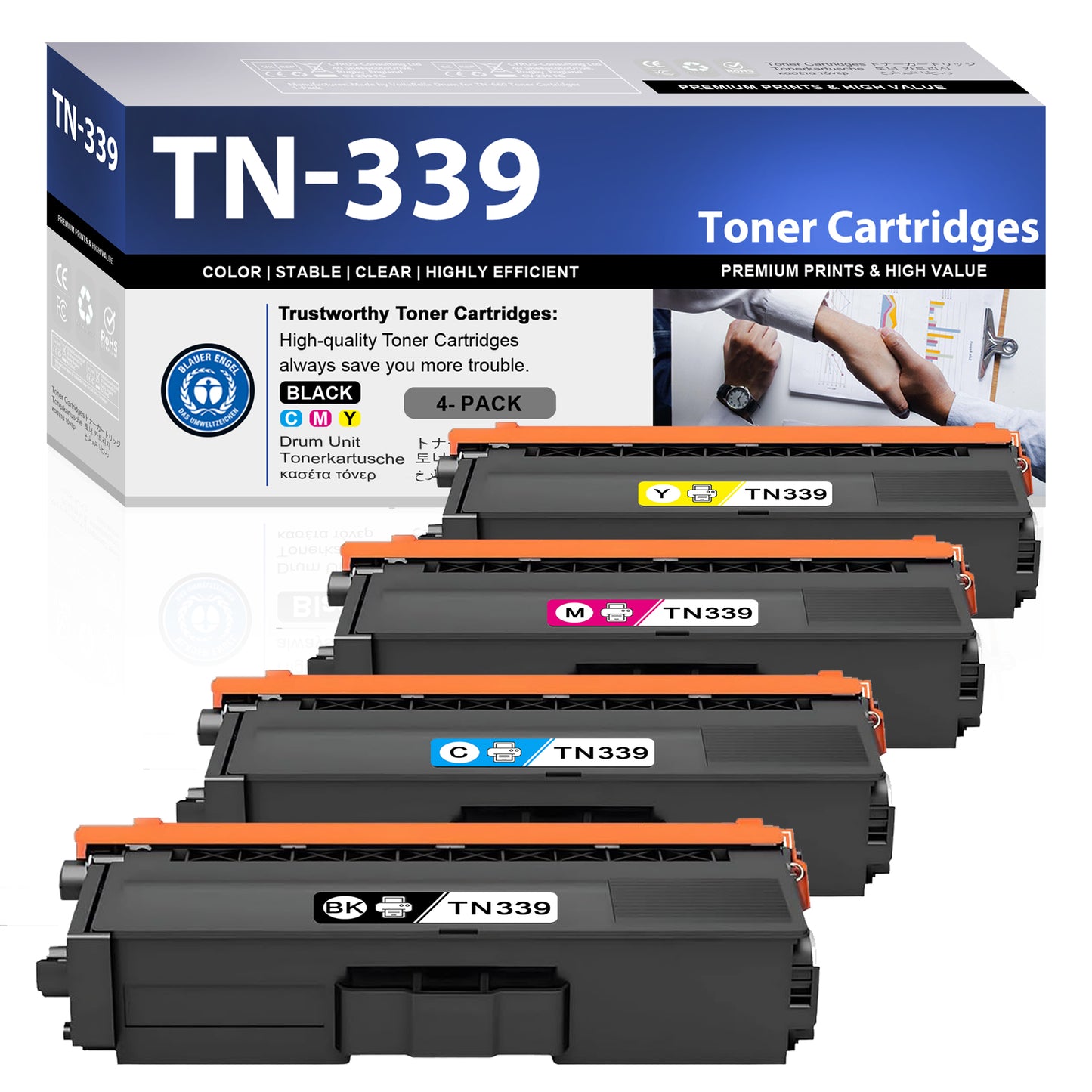TN339 Toner Cartridges ZXTZX Compatibles for Brother TN339 Toner HL-L8350CDW MFC-L8600CDW Series Printers 4 Pack(Black Cyan Magenta Yellow)