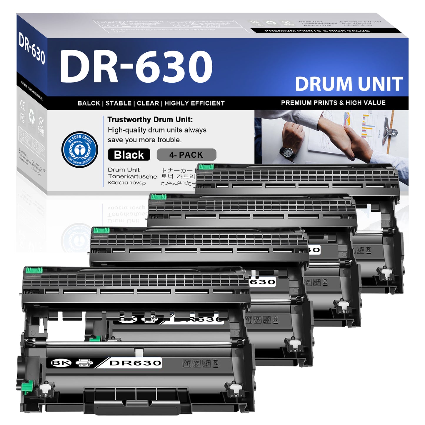 DR630 Drum Unit Black ZXTZX Compatible for Brother for HL-L2360DW MFC-L2705DW Series Printers 4 Pack