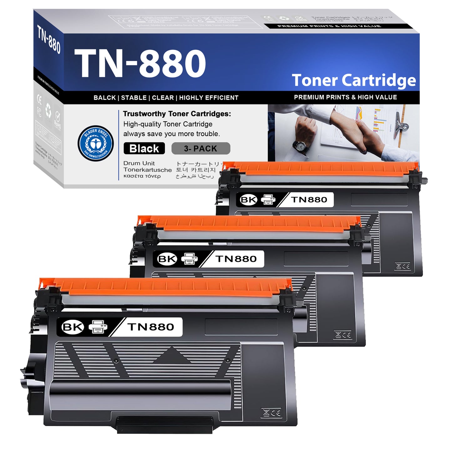 TN880 Toner Cartridge ZXTZX Compatibles for Brother TN-880 Compatibles for HL-L6400DWT MFC-L6700DW Series Printers 3 Pack Black