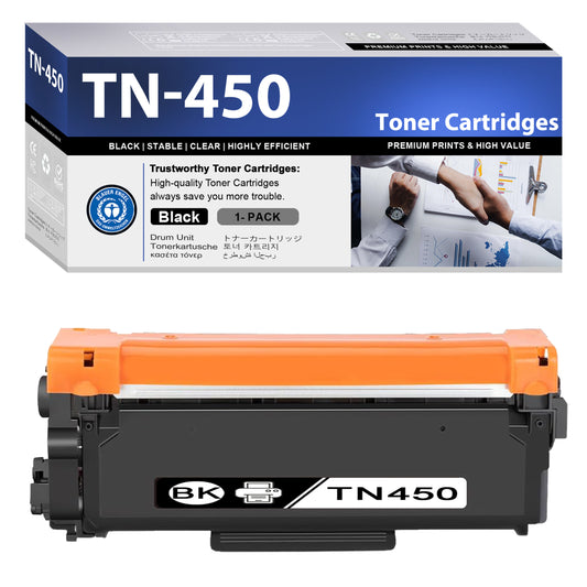 TN450 Black Toner Cartridge ZXTZX Compatibles for Brother Works with HL-2270DW HL-2240 MFC-7360N MFC-7860DW Printers