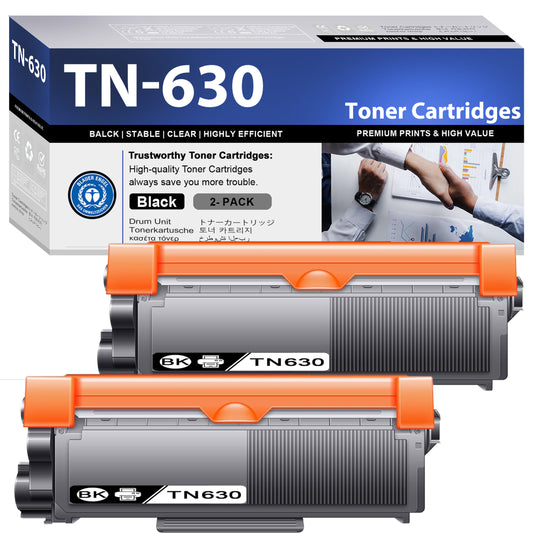 TN630 Toner Cartridge ZXTZX Compatibles for Brother TN-630 Compatibles for HL-L2360DW MFC-L2685DW Series Printers 2 Pack Black