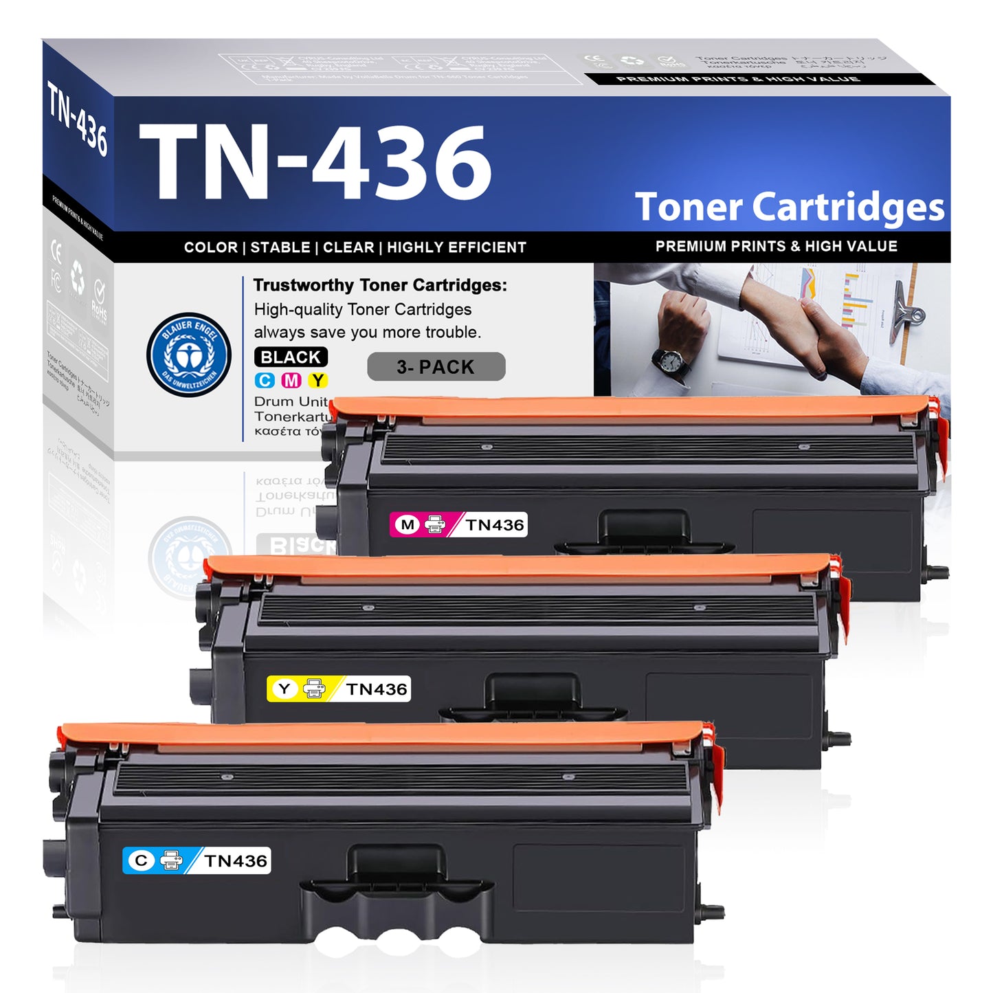 TN436 ZXTZX Toner Cartridges Compatibles for Brother TN436 Toner HL-L8360CDW MFC-L8900CDW Series Printers 3 Pack (Cyan Magenta Yellow)