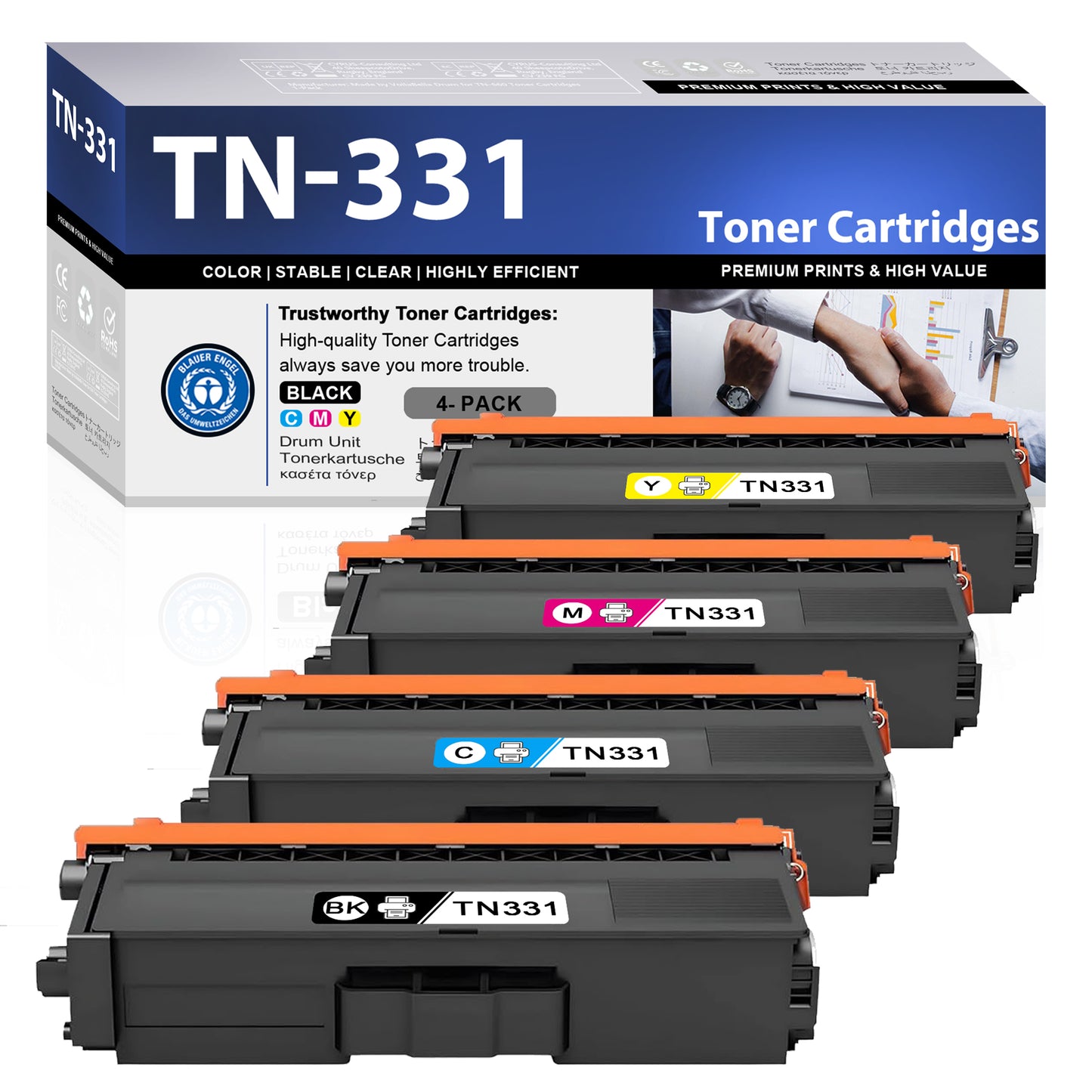 TN331 Toner Cartridges ZXTZX Compatibles for Brother TN331 Toner HL-8350CDWT MFC-9460CDN Series Printers 4 Pack (Black Cyan Magenta Yellow )