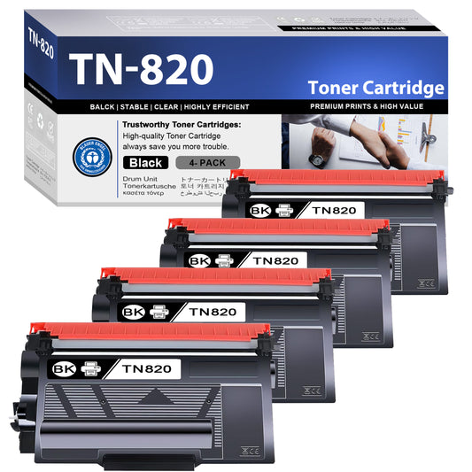 TN820 Toner Cartridge ZXTZX Compatibles for Brother TN-820 Compatibles for HL-L2465DW MFC-L2760DW Series Printers 4 Black Pack