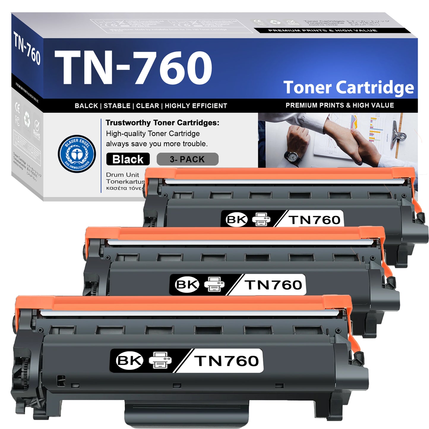 TN760 Toner Cartridges 3 Pack ZXTZX Compatibles for Brother TN760 TN730 High Yield Black Toner for HL-L2350DW MFC-L2710DW Printer