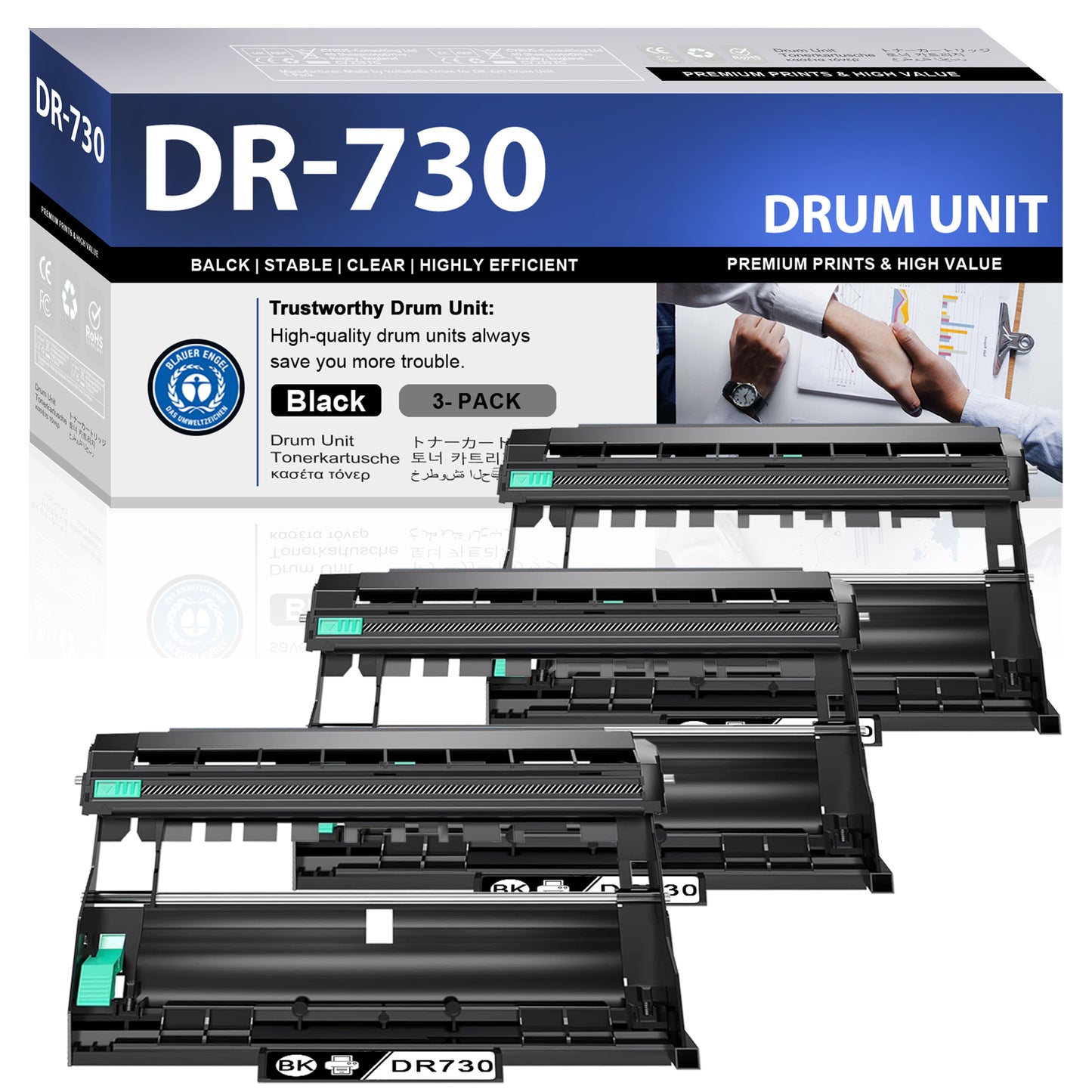 DR730 Drum Unit 3 Pack Black ZXTZX Compatible for Brother for HL-L2370DW MFC-L2750DW MFC-L2750DWXL Series Printers