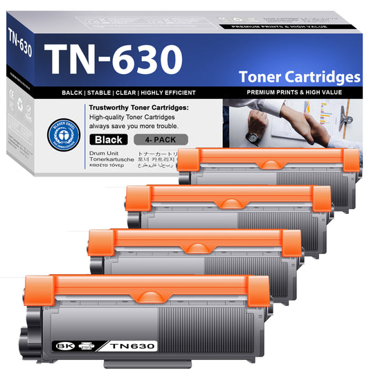 TN630 Toner Cartridge ZXTZX Compatibles for Brother TN-630 Compatibles for HL-L2360DW MFC-L2685DW Series Printers 4 Pack Black