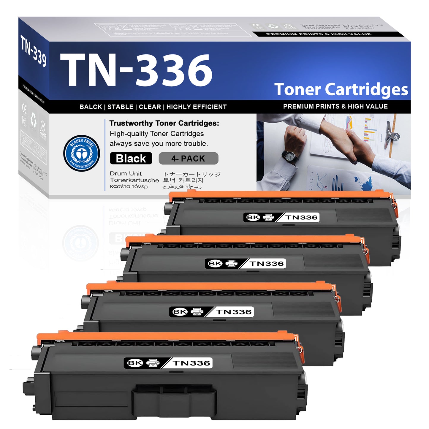 TN336 Toner Cartridges ZXTZX Compatibles for Brother TN336 Toner HL-4140CN MFC-9560CDN  Series Printers 4 Pack Black