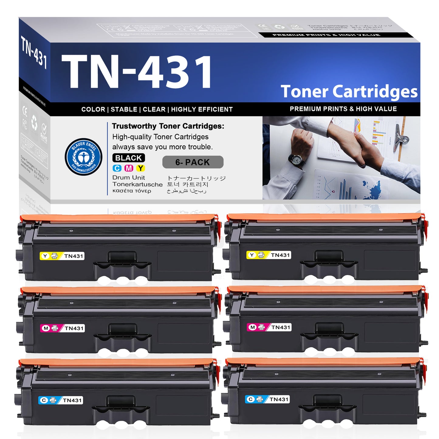 TN431 Toner Cartridges 6 Pack ZXTZX Compatibles for Brother TN431 Toner HL-L8260CDW MFC-L8610CDW Series Printers (Cyan Magenta Yellow)