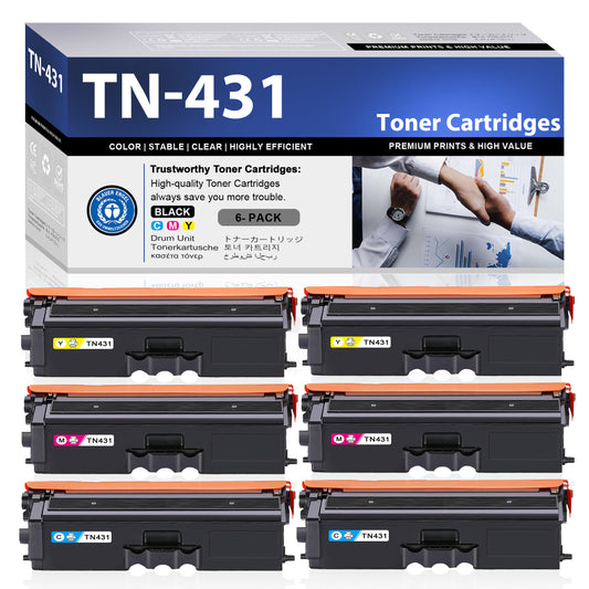 TN431 Toner Cartridges 6 Pack ZXTZX Compatibles for Brother TN431 Toner HL-L8260CDW MFC-L8610CDW Series Printers (Cyan Magenta Yellow)
