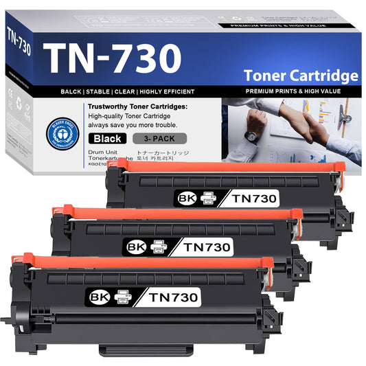 TN730 Toner Cartridge ZXTZX Compatibles for Brother TN-730 Compatibles for HL-L2370DW MFC-L2750DW Series Printers 3 Pack Black