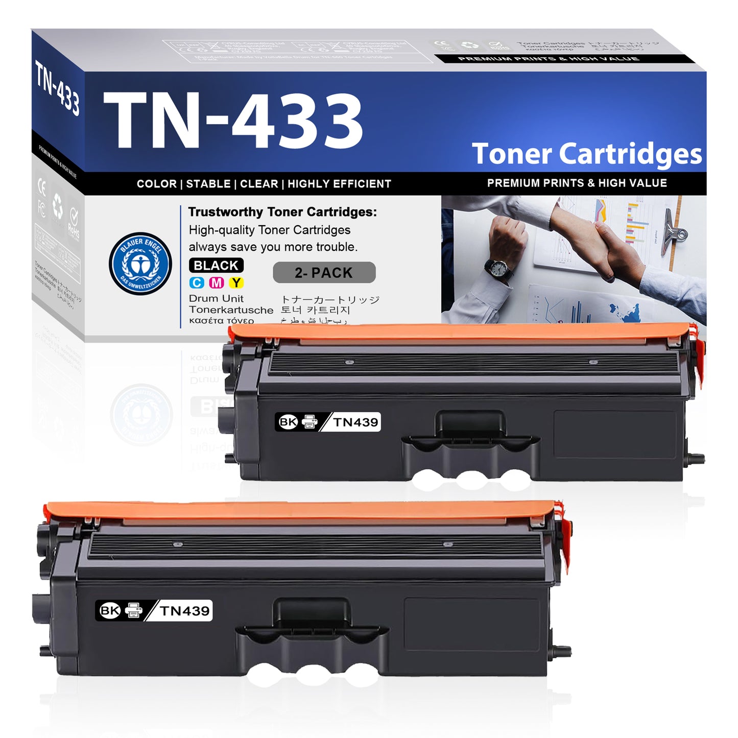 TN433 2 Pack Toner Cartridges Black ZXTZX Compatibles for Brother TN433 Toner HL-L8360CDW MFC-L8610CDW Series Printers