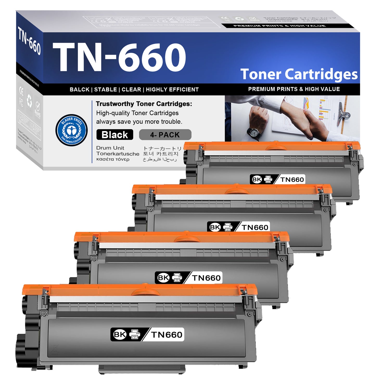 TN660Toner Cartridge ZXTZX Compatibles for Brother TN660 Black Works with HL-L2315DW MFC-L2720DW HL-L2360DW MFC-L2700DW Series Printers 4 Pack