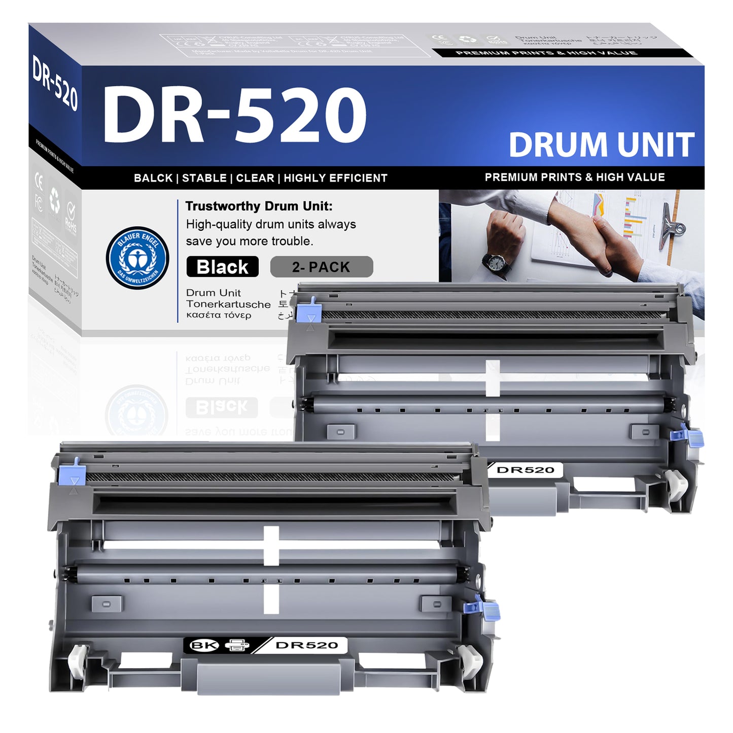 DR520  Drum Unit Black ZXTZX  Compatible for Brother  for HL-5250DN MFC-8690DW MFC-8890DW Series Printers 2 Pack Black