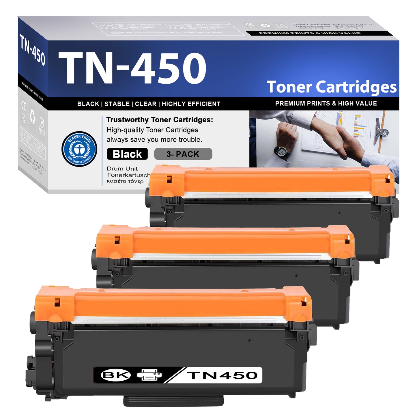 TN450 Toner Cartridges 3 Pack Black ZXTZX Compatibles for Brother with HL-2230 HL-2250DN MFC-7240 DCP-7060D Printers
