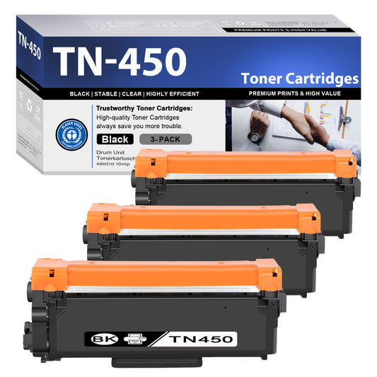 TN450 Toner Cartridges 3 Pack Black ZXTZX Compatibles for Brother with HL-2230 HL-2250DN MFC-7240 DCP-7060D Printers