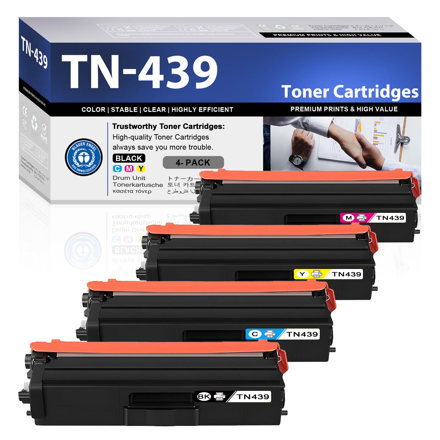TN439 Toner Cartridges ZXTZX Compatibles for Brother TN439 Toner HL-L9310CDW MFC-L8610CDW Series Printers 4 Pack(Black Cyan Magenta Yellow))