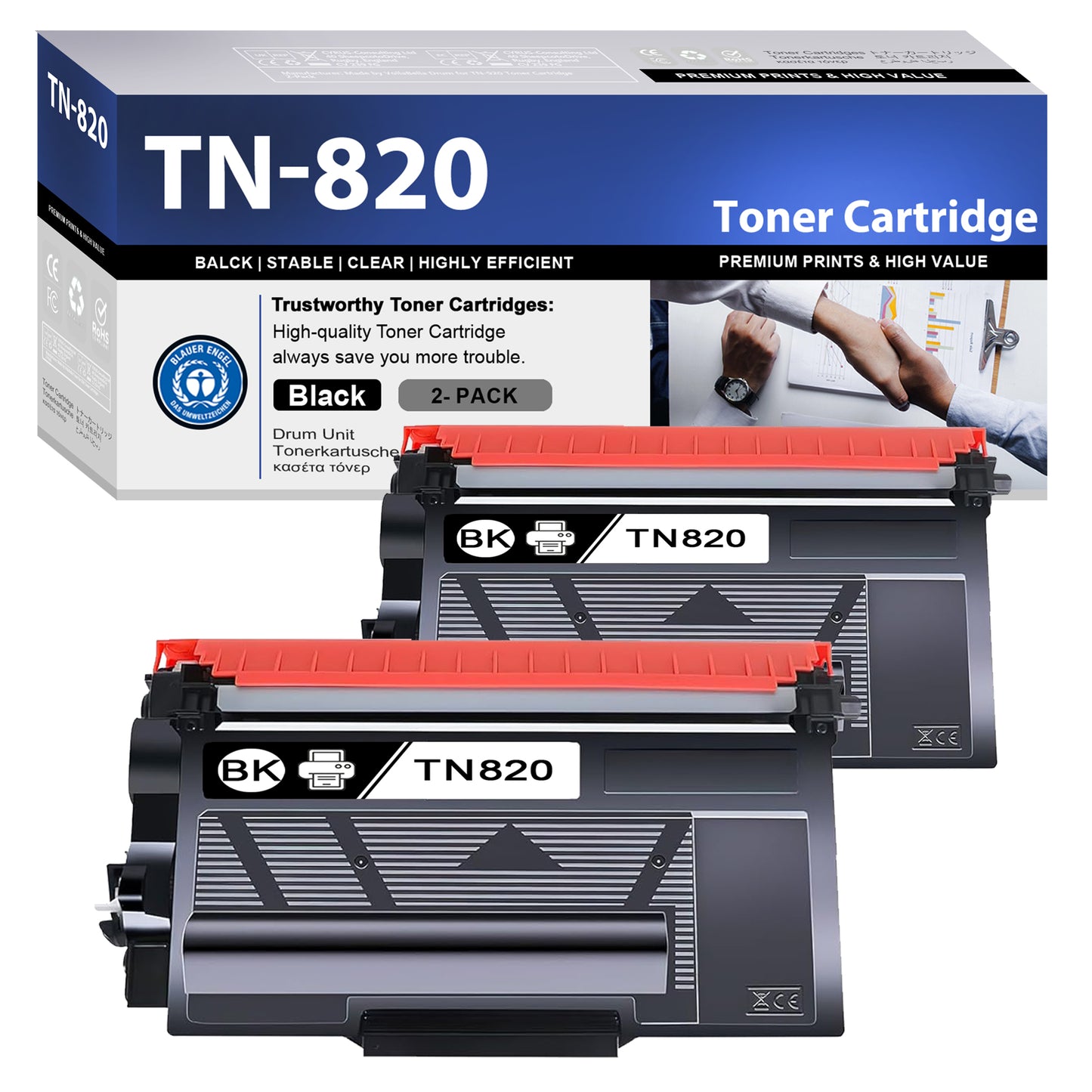 TN820 Toner Cartridge ZXTZX Compatibles for Brother TN-820 Compatibles for HL-L2465DW MFC-L2760DW Series Printers 2 Pack Black