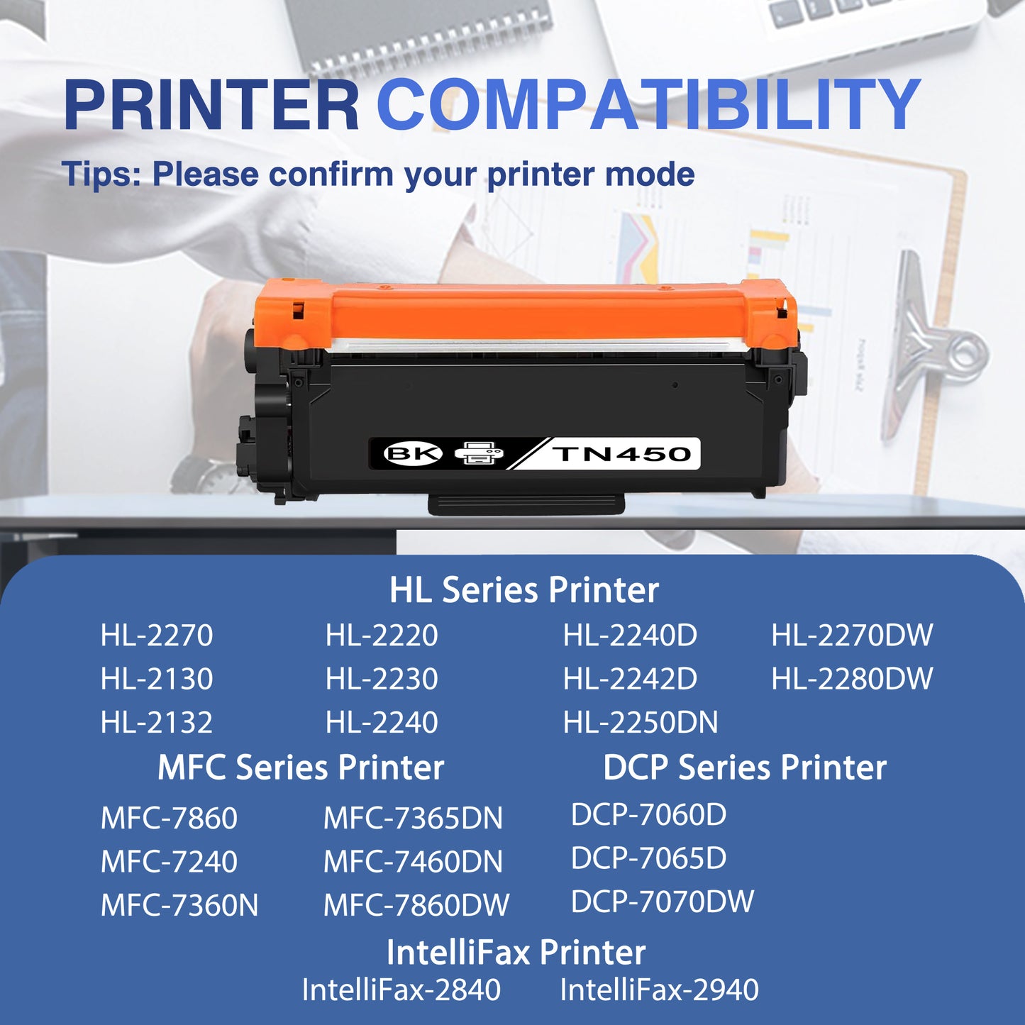 TN450 Black Toner Cartridge ZXTZX Compatibles for Brother Works with HL-2270DW HL-2240 MFC-7360N MFC-7860DW Printers