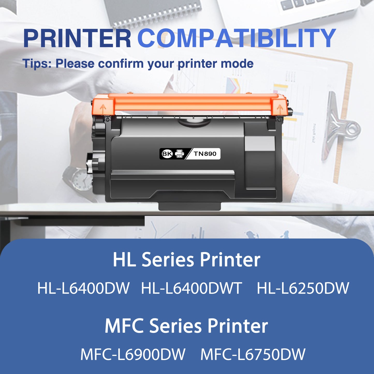 TN890 Toner Cartridge ZXTZX Compatibles for Brother TN-890 Compatibles for HL-L6250DW MFC-L6900DW Series Printers 2 Pack Black