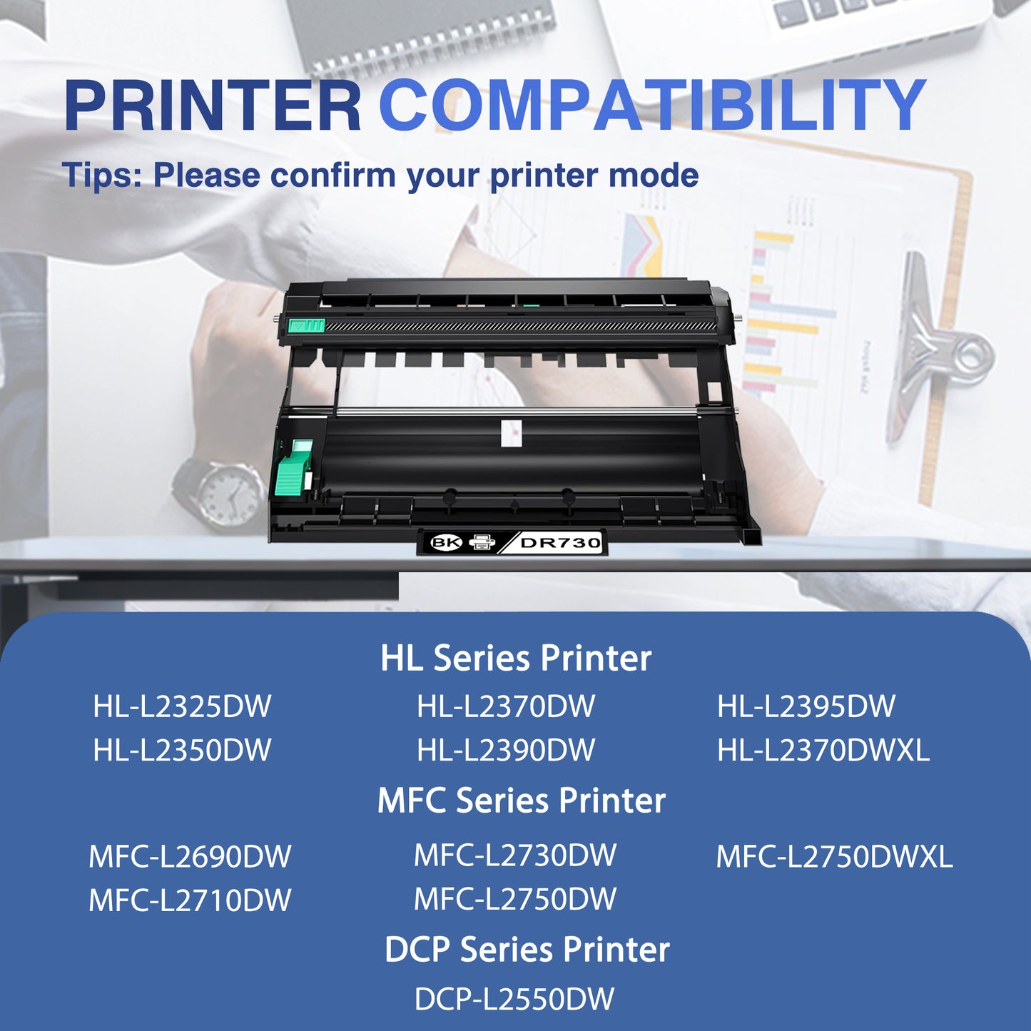 DR730 Drum Unit 4 Pack Black ZXTZX Compatible for Brother for HL-L2370DW MFC-L2750DW MFC-L2750DWXL Series Printers