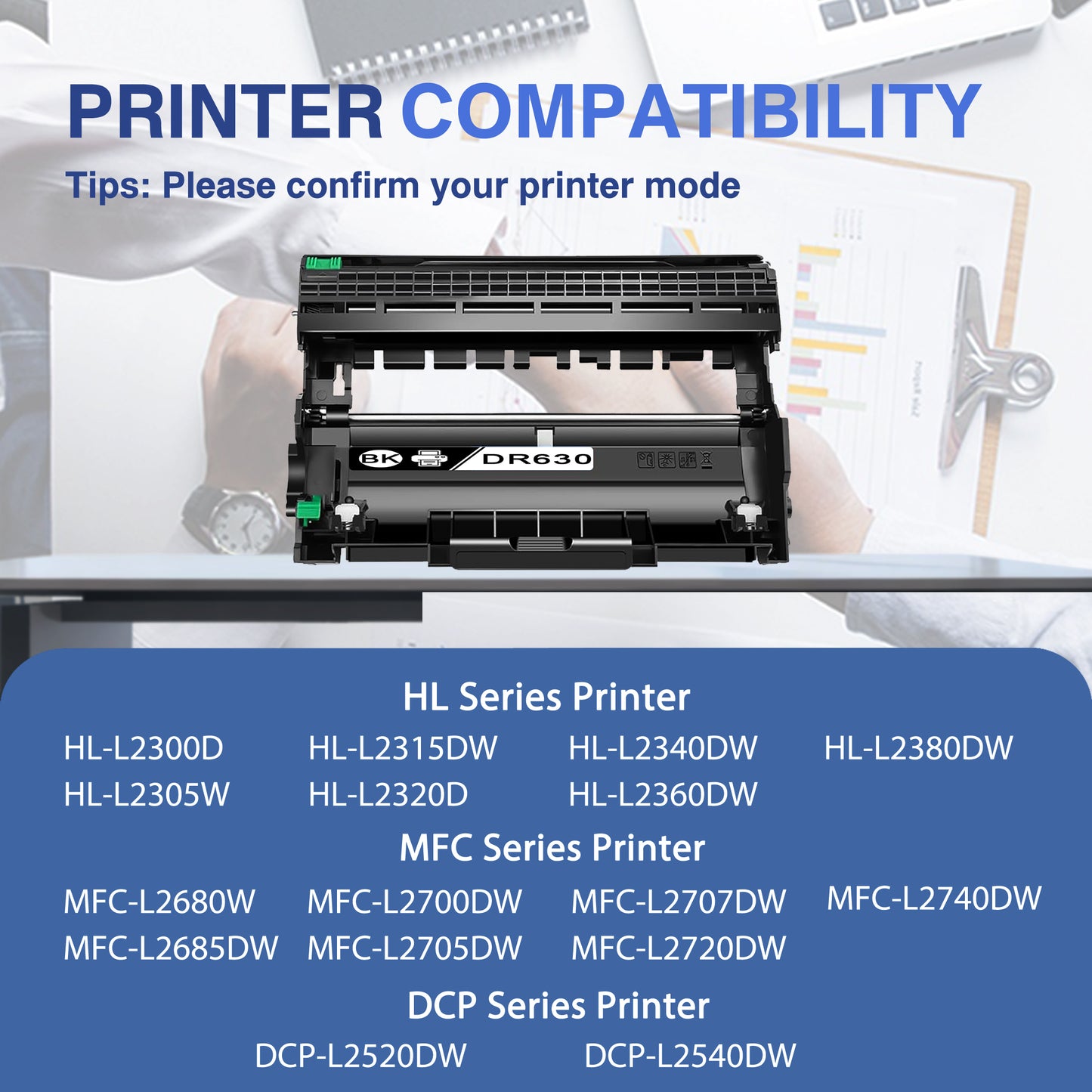 DR630 Drum Unit Black ZXTZX Compatible for Brother for HL-L2305W MFC-L2700DW Series Printers 1 Pack Black